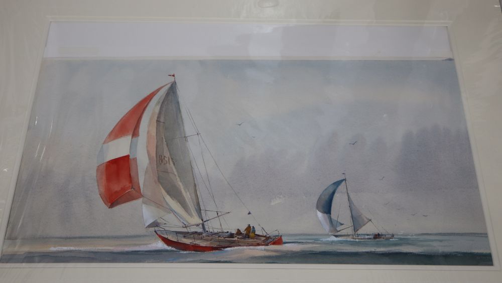 Dennis John Hanceri (1928-2011) three watercolours, Yachting scenes, signed, largest 33 x 53cm, unframed